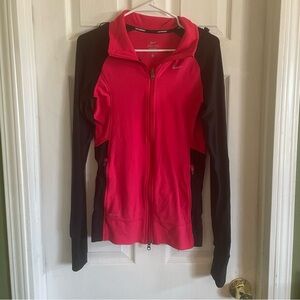 Nike Dri-FIT running jacket in a pink and black color combination hooded size S